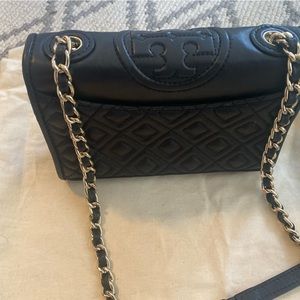Tory Burch black leather wallet crossbody